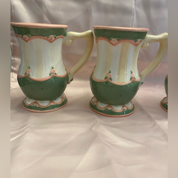 NWOT VTG  4 Gift Craft Mugs In Pink, Cream Green by Karla Dornacher Shabby Chic - Picture 3 of 12